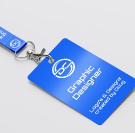 Doug Clark ID tag mockup labelled Graphic Designer for logo and branding projects