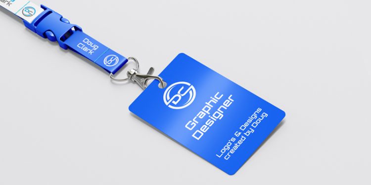 Doug Clark ID tag mockup labelled Graphic Designer for logo and branding projects