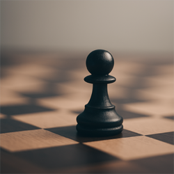 Doug Clark Quote – Silence as a Strategic Weapon Lone chess pawn representing strategic silence – Doug Clark quote