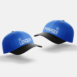 Doug Clark Quote – Knowing Which Hat to Wear Two hats labeled leader and manager – Doug Clark quote